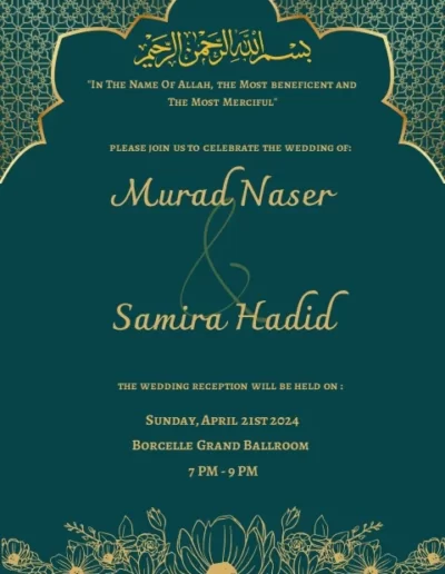 Green Gold Elegant Wedding Invitation