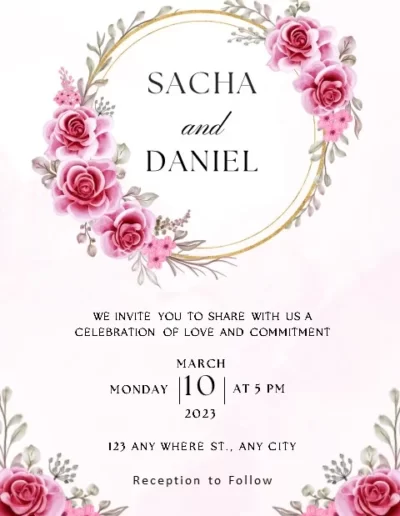 Pink Gold Free Wedding Invitation